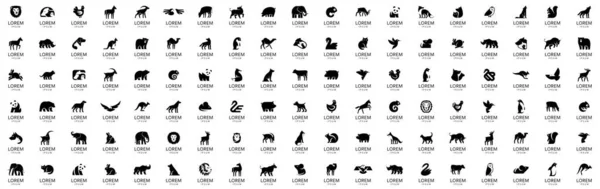 Animals Logos Sammlung Animal Logo Set Vorhanden Symboldesign — Stockvektor