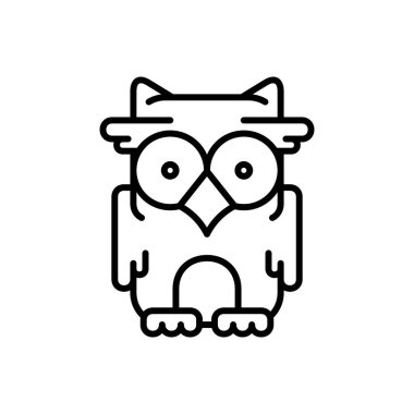 Baykuş ikonu. Simge tasarımı. Şablon elementleri Düz biçim