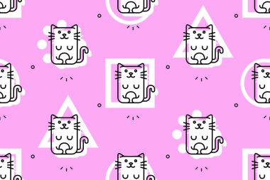 Kedilerde kusursuz desen. Simge tasarımı. Şablon ögeleri