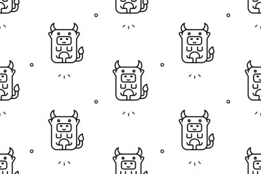 İneklerle kusursuz desen. Simge tasarımı. Şablon ögeleri