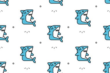 Köpekbalıklarıyla kusursuz bir düzen. Simge tasarımı. Şablon ögeleri