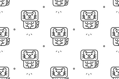 Aslanlarla kusursuz desen. Simge tasarımı. Şablon ögeleri