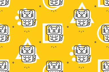 Aslanlarla kusursuz desen. Simge tasarımı. Şablon ögeleri