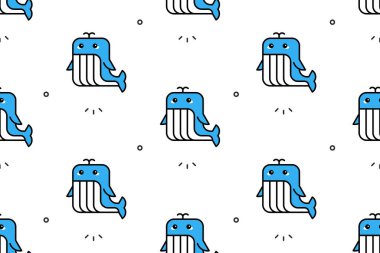 Balinalarda kusursuz desen. Simge tasarımı. Şablon ögeleri