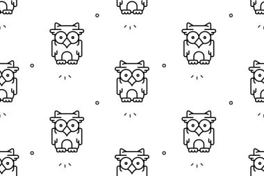 Baykuşlarda pürüzsüz desen. Simge tasarımı. Şablon ögeleri