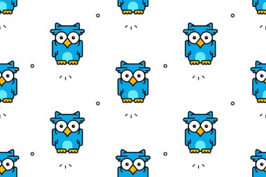 Baykuşlarda pürüzsüz desen. Simge tasarımı. Şablon ögeleri