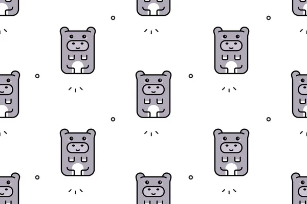 Nahtloses Muster Mit Flusspferden Symboldesign Vorlagenelemente — Stockvektor