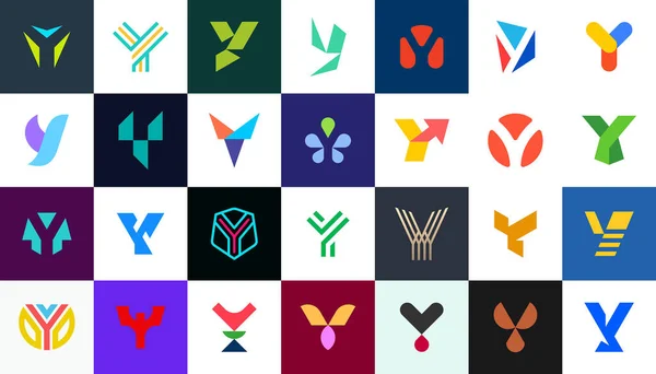 Abstrakta Logotyper Samling Med Bokstaven Geometriska Abstrakta Logotyper Ikondesign — Stock vektor