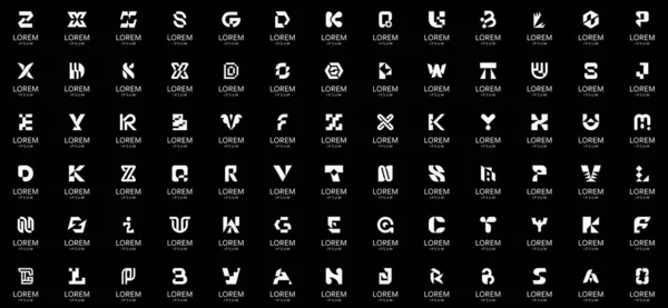 Abstrakta Logotyper Samling Med Bokstäver Geometriska Abstrakta Logotyper Ikondesign — Stock vektor