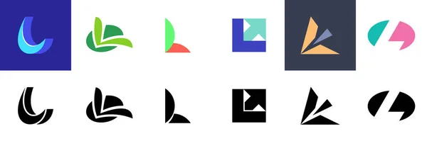 Zbiór Abstrakcyjnych Logo Literą Geometryczne Abstrakcyjne Logo Projekt Ikony — Wektor stockowy