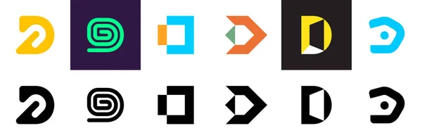 Colección Logos Abstractos Con Letra Logotipos Abstractos Geométricos Diseño Iconos — Archivo Imágenes Vectoriales