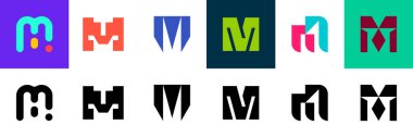 Mösyö Geometrik soyut logoları olan soyut logo koleksiyonu. Simge tasarımı 