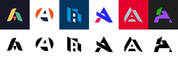 Abstrakta Logotyper Samling Med Bokstaven Geometriska Abstrakta Logotyper Ikondesign — Stock vektor