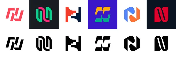 Colección Logos Abstractos Con Letra Logotipos Abstractos Geométricos Diseño Iconos — Archivo Imágenes Vectoriales