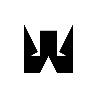 W harfi logosu. Simge tasarımı. Şablon elementleri Geometrik soyut logolar 