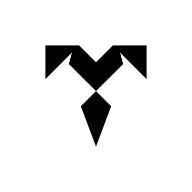 T harfi logosu. Simge tasarımı. Şablon elementleri Geometrik soyut logolar