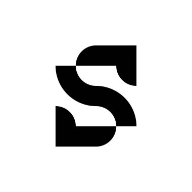 S harfi logosu. Simge tasarımı. Şablon elementleri Geometrik soyut logolar 