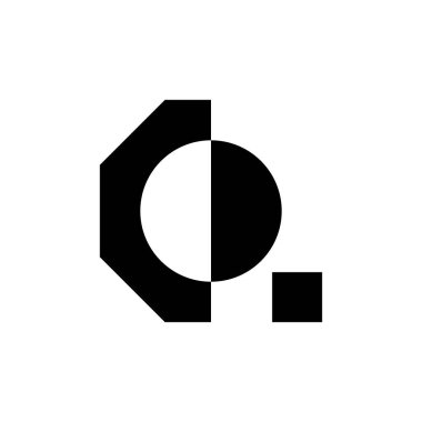 Q harfi logosu. Simge tasarımı. Şablon elementleri Geometrik soyut logolar 