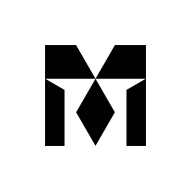 M harfi logosu. Simge tasarımı. Şablon elementleri Geometrik soyut logolar