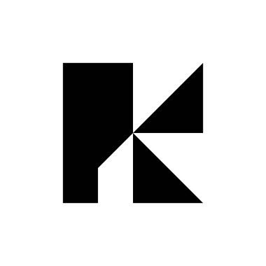 K harfi logosu. Simge tasarımı. Şablon elementleri Geometrik soyut logolar