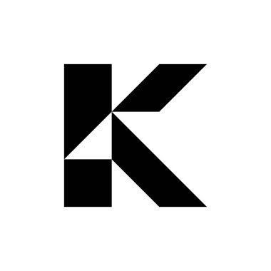 K harfi logosu. Simge tasarımı. Şablon elementleri Geometrik soyut logolar