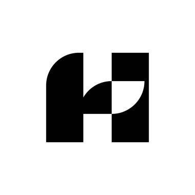 H harfi logosu. Simge tasarımı. Şablon elementleri Geometrik soyut logolar