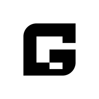 G harfi logosu. Simge tasarımı. Şablon elementleri Geometrik soyut logolar