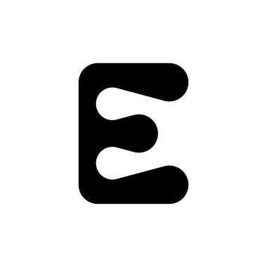 E harfi logosu. Simge tasarımı. Şablon elementleri Geometrik soyut logolar