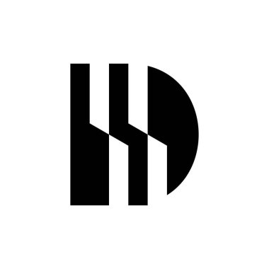 D harfi logosu. Simge tasarımı. Şablon elementleri Geometrik soyut logolar