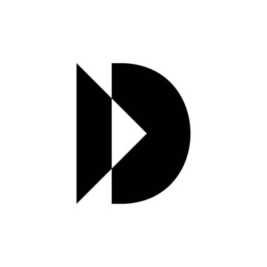 D harfi logosu. Simge tasarımı. Şablon elementleri Geometrik soyut logolar