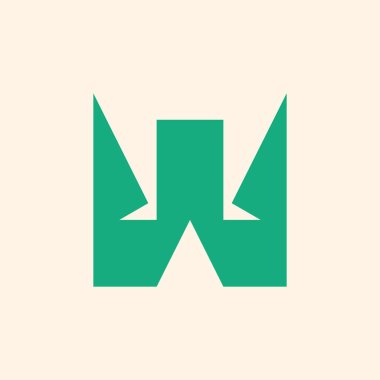 W harfi logosu. Simge tasarımı. Şablon elementleri Geometrik soyut logolar 