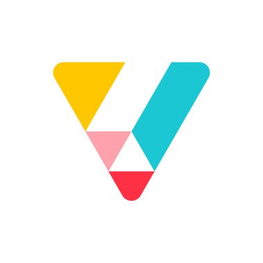 V harfi logosu. Simge tasarımı. Şablon elementleri Geometrik soyut logolar 