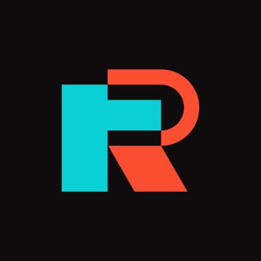 R harfi logosu. Simge tasarımı. Şablon elementleri Geometrik soyut logolar 