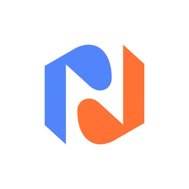 N harfi logosu. Simge tasarımı. Şablon elementleri Geometrik soyut logolar