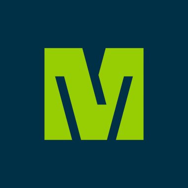 M harfi logosu. Simge tasarımı. Şablon elementleri Geometrik soyut logolar
