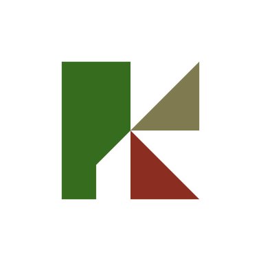 K harfi logosu. Simge tasarımı. Şablon elementleri Geometrik soyut logolar