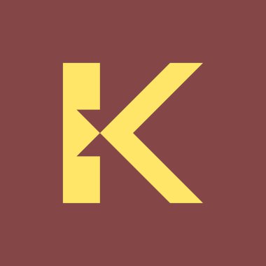 K harfi logosu. Simge tasarımı. Şablon elementleri Geometrik soyut logolar