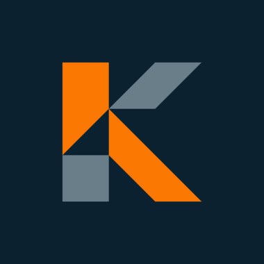 K harfi logosu. Simge tasarımı. Şablon elementleri Geometrik soyut logolar