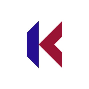 K harfi logosu. Simge tasarımı. Şablon elementleri Geometrik soyut logolar