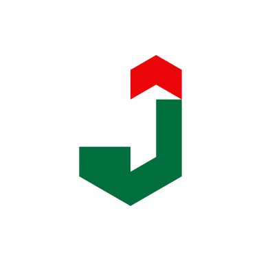 J harfi logosu. Simge tasarımı. Şablon elementleri Geometrik soyut logolar