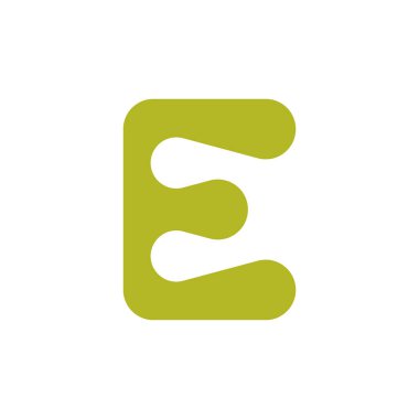 E harfi logosu. Simge tasarımı. Şablon elementleri Geometrik soyut logolar