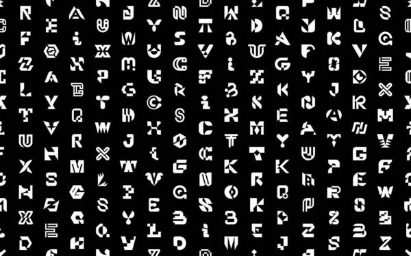 Безшовний Візерунок Абстрактними Логотипами Літерами Геометричні Абстрактні Логотипи Дизайн Піктограм — стоковий вектор