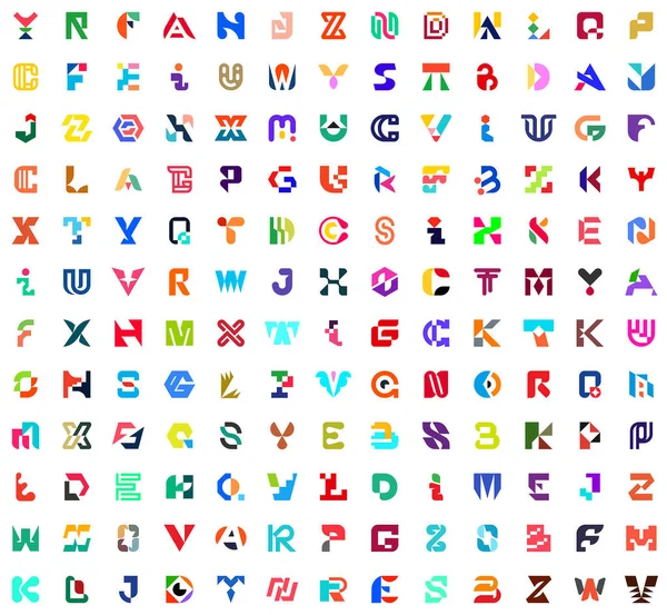 Abstracte Logos Verzameling Met Letters Geometrische Abstracte Logos Icoon Ontwerp — Stockvector