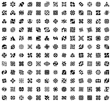 Soyut logo koleksiyonu. Geometrik soyut logolar. Simge tasarımı