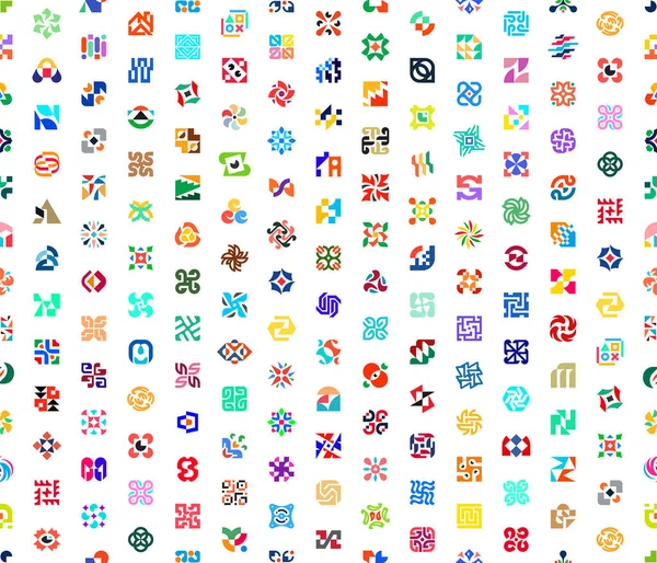 Nahtloses Muster Mit Abstrakten Logos Geometrische Abstrakte Logos Symboldesign — Stockvektor
