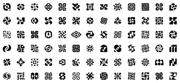 Colección Logos Abstractos Logotipos Abstractos Geométricos Diseño Iconos — Archivo Imágenes Vectoriales