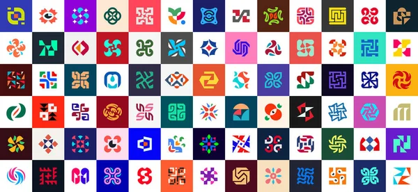 Collection Logos Abstraits Logos Géométriques Abstraits Conception Icône — Image vectorielle