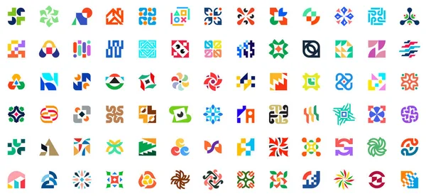 Sammlung Abstrakter Logos Geometrische Abstrakte Logos Symboldesign — Stockvektor