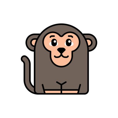 Maymun simgesi. Simge tasarımı. Şablon elementleri Düz biçim