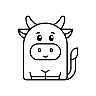 İnek simgesi. Simge tasarımı. Şablon elementleri Düz biçim